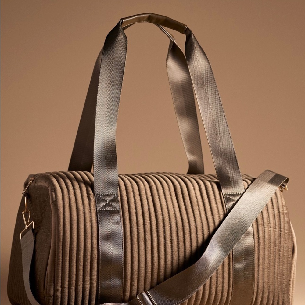 Anthropologie Olive Travel Bag with Pleated Design